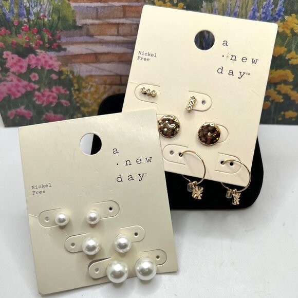 Two Cards of a new day Earring Trios - Picture 1 of 4